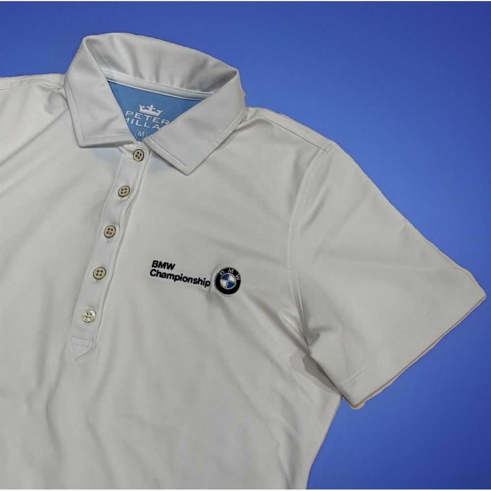 Peter Millar Women's BMW Championship 50 UPF White Polo Golf Short Sleeve Size M